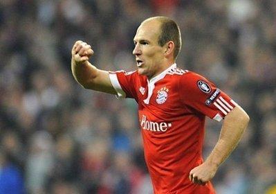 Bayern&nbsp;Munich's&nbsp;Arjen&nbsp;Robben&nbsp;celebrates&nbsp;scoring&nbsp;during&nbsp;their&nbsp;first&nbsp;leg&nbsp;UEFA&nbsp;Champions&nbsp;League&nbsp;semi-final&nbsp;match&nbsp;vs&nbsp;Lyon&nbsp;at&nbsp;the&nbsp;Allianz&nbsp;Arena&nbsp;in&nbsp;the&nbsp;southern&nbsp;German&nbsp;city&nbsp;of&nbsp;Munich.&nbsp;Bayern&nbsp;won&nbsp;1-0.(AFP/DDP/Torsten&nbsp;Silz)