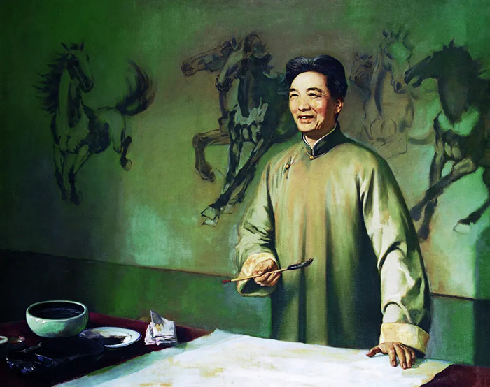 《画家徐悲鸿》布面油彩 121×152 1978
