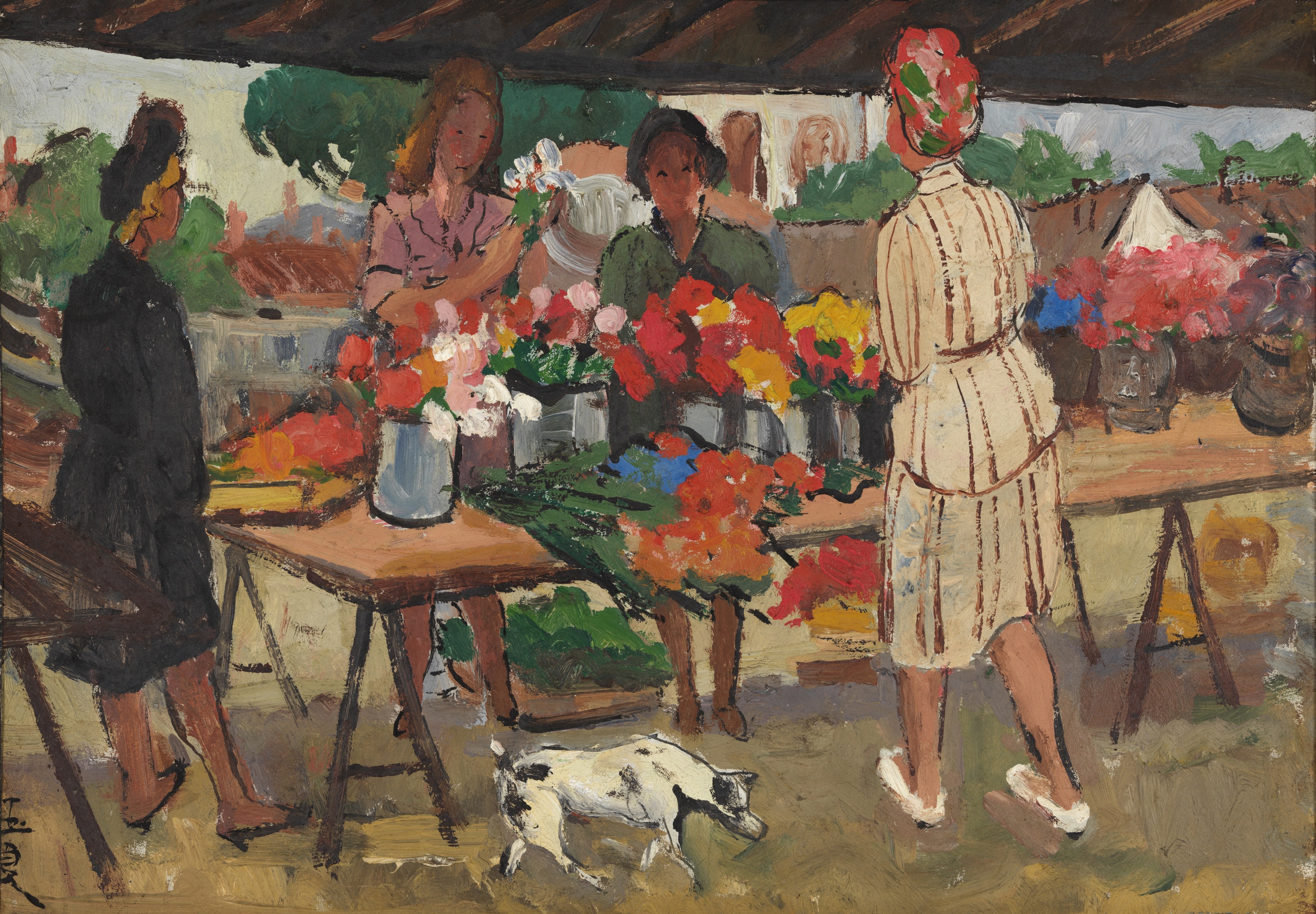 花摊  潘玉良  油画 33×24cm  1947年  中国美术馆藏